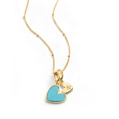 Turquoise Heart Initial Necklace