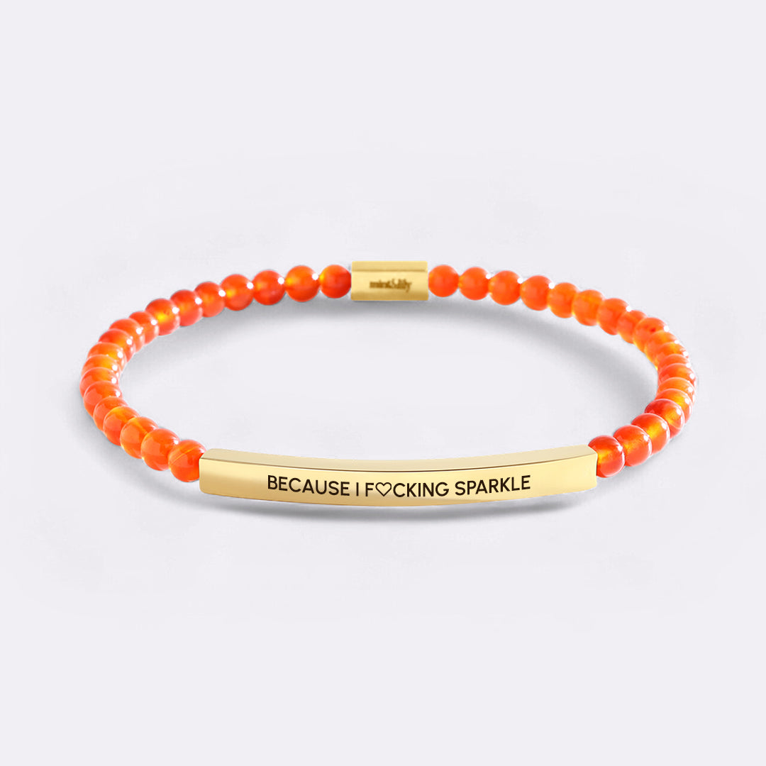 Because I F♡cking Sparkle Gold Beaded Inspire Bracelet