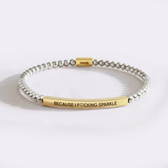 Because I F♡cking Sparkle Gold Beaded Inspire Bracelet