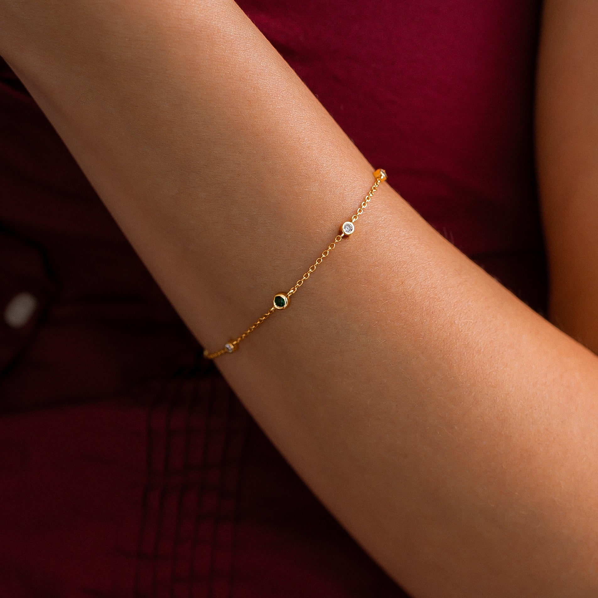 August Birthstone Station Bracelet