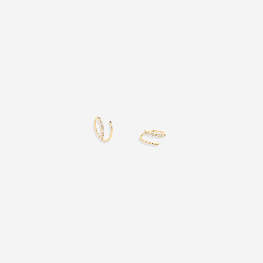 Double Loop Huggie Hoop Earrings