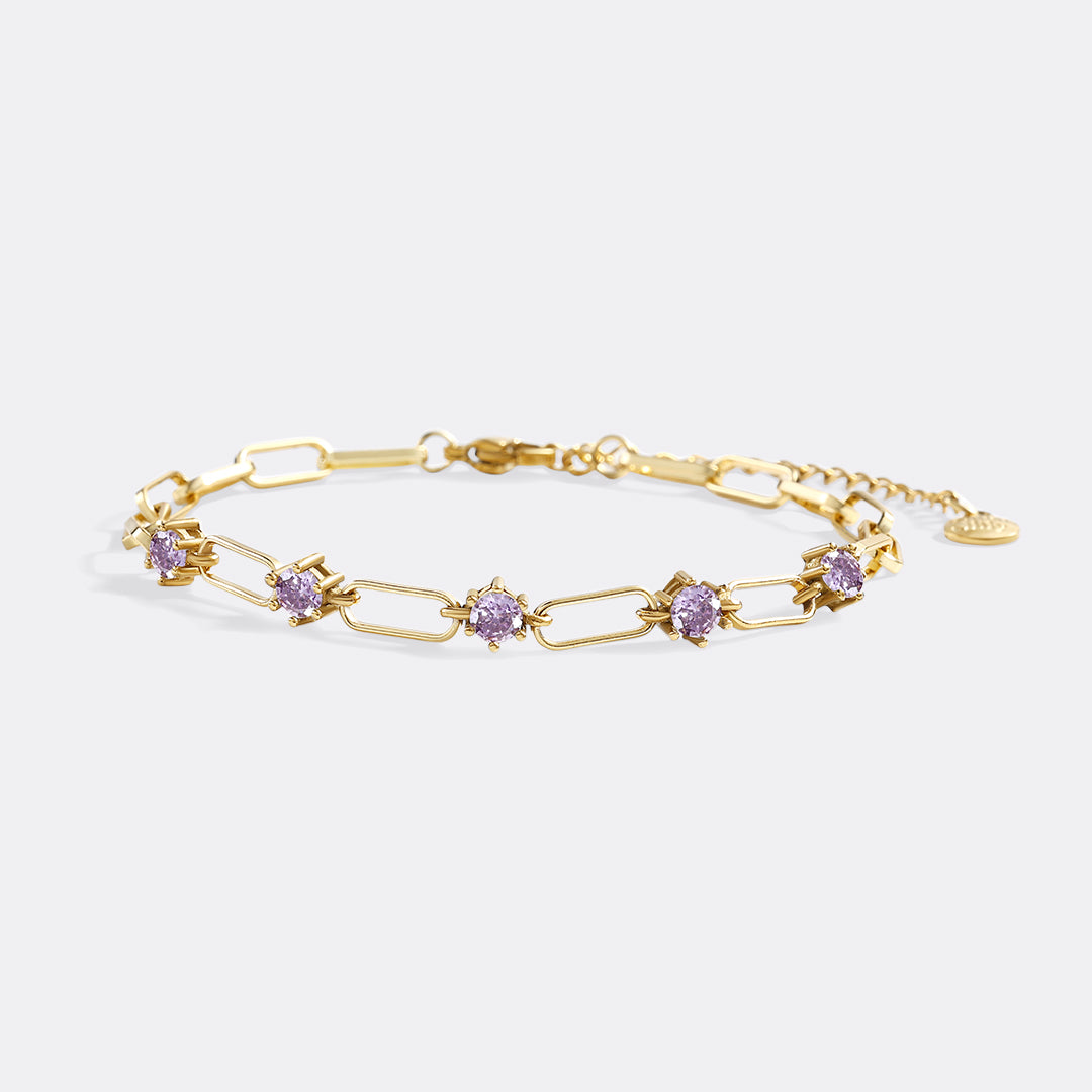 Paperclip Bracelet with Gemstone Accents