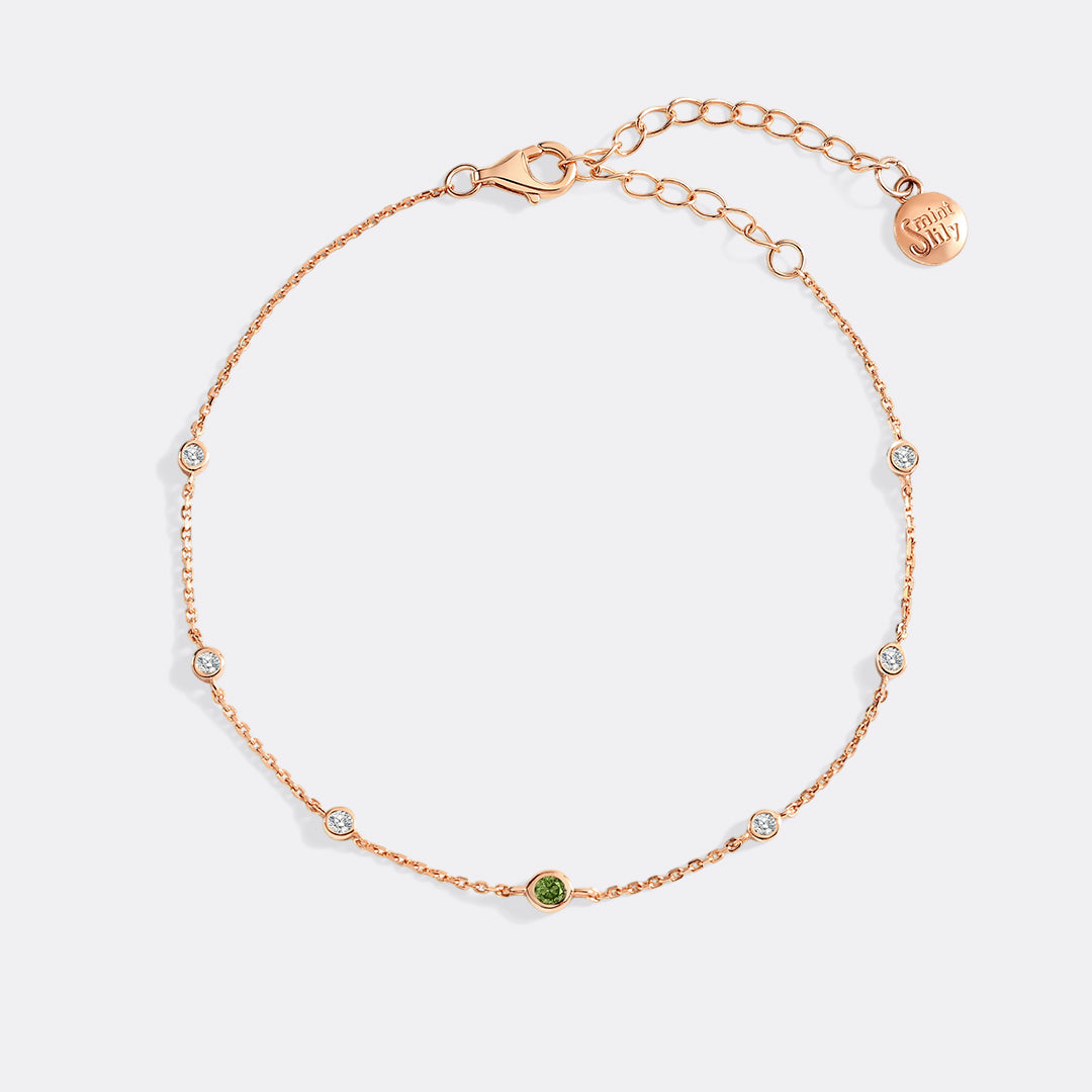 August Birthstone Station Bracelet