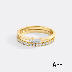 Morse Code and Micro Pave Eternity Ring Stacking Set