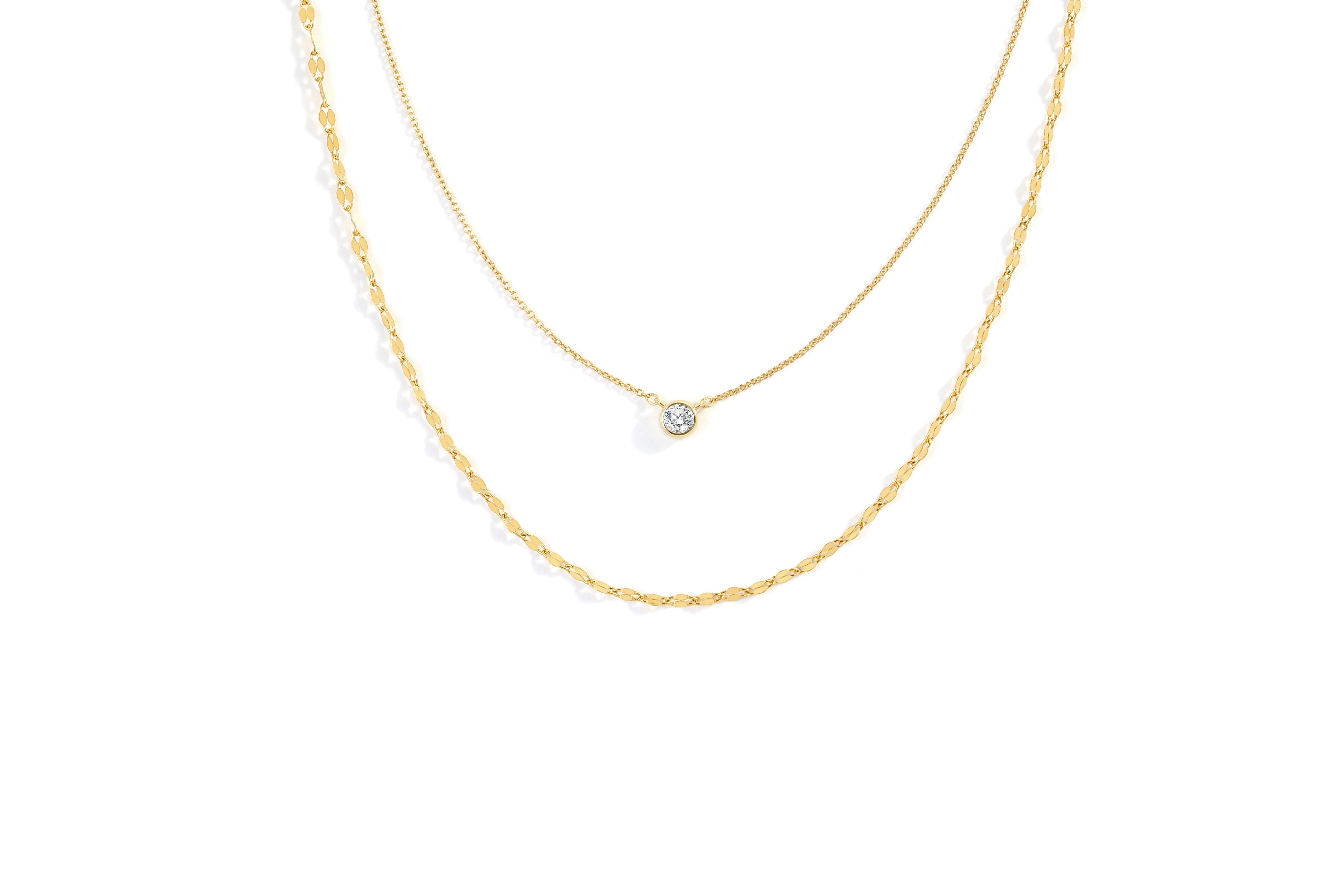 Classic Bezel Necklace and Petal Chain Set
