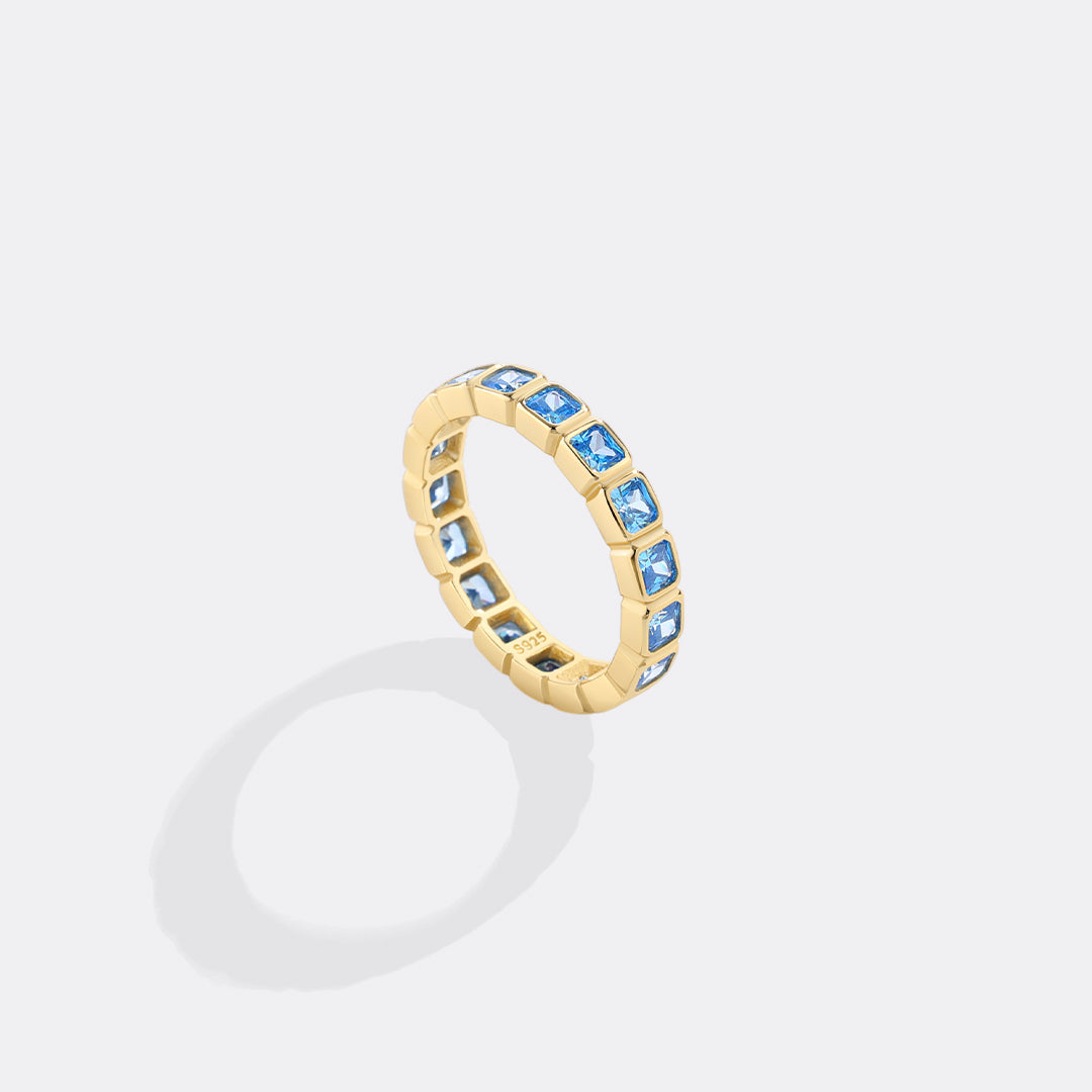 Emerald Cut Birthstone Eternity Ring