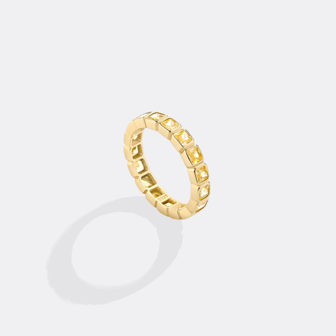 Emerald Cut Birthstone Eternity Ring