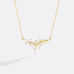Birthstone Leaf Pendant Necklace
