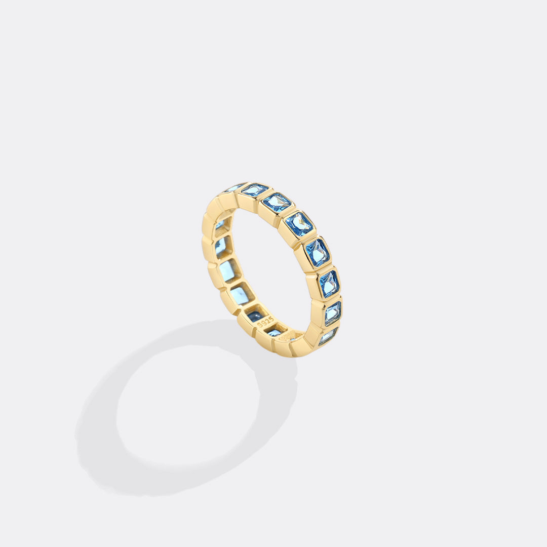 Emerald Cut Birthstone Eternity Ring