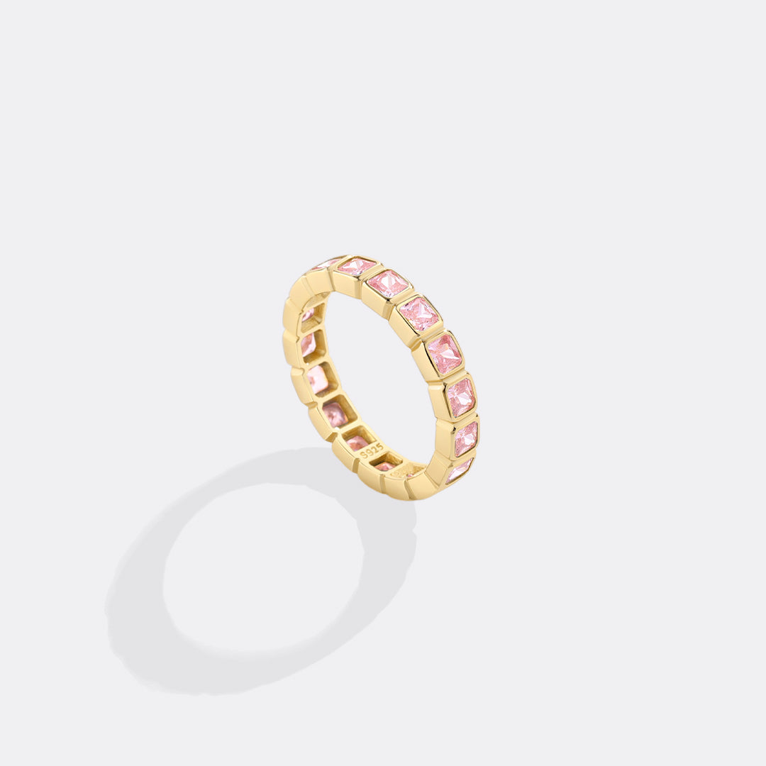 Emerald Cut Birthstone Eternity Ring