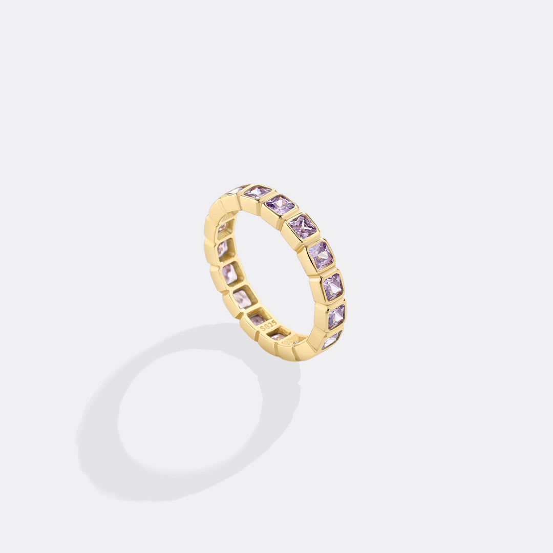 Emerald Cut Birthstone Eternity Ring