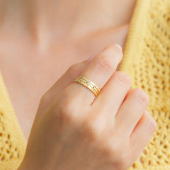 Narrow Textured Gold Birthstone Band