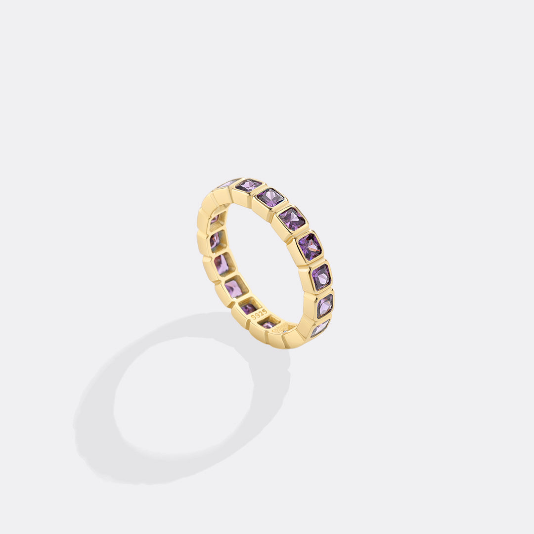 Emerald Cut Birthstone Eternity Ring
