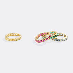 Emerald Cut Birthstone Eternity Ring