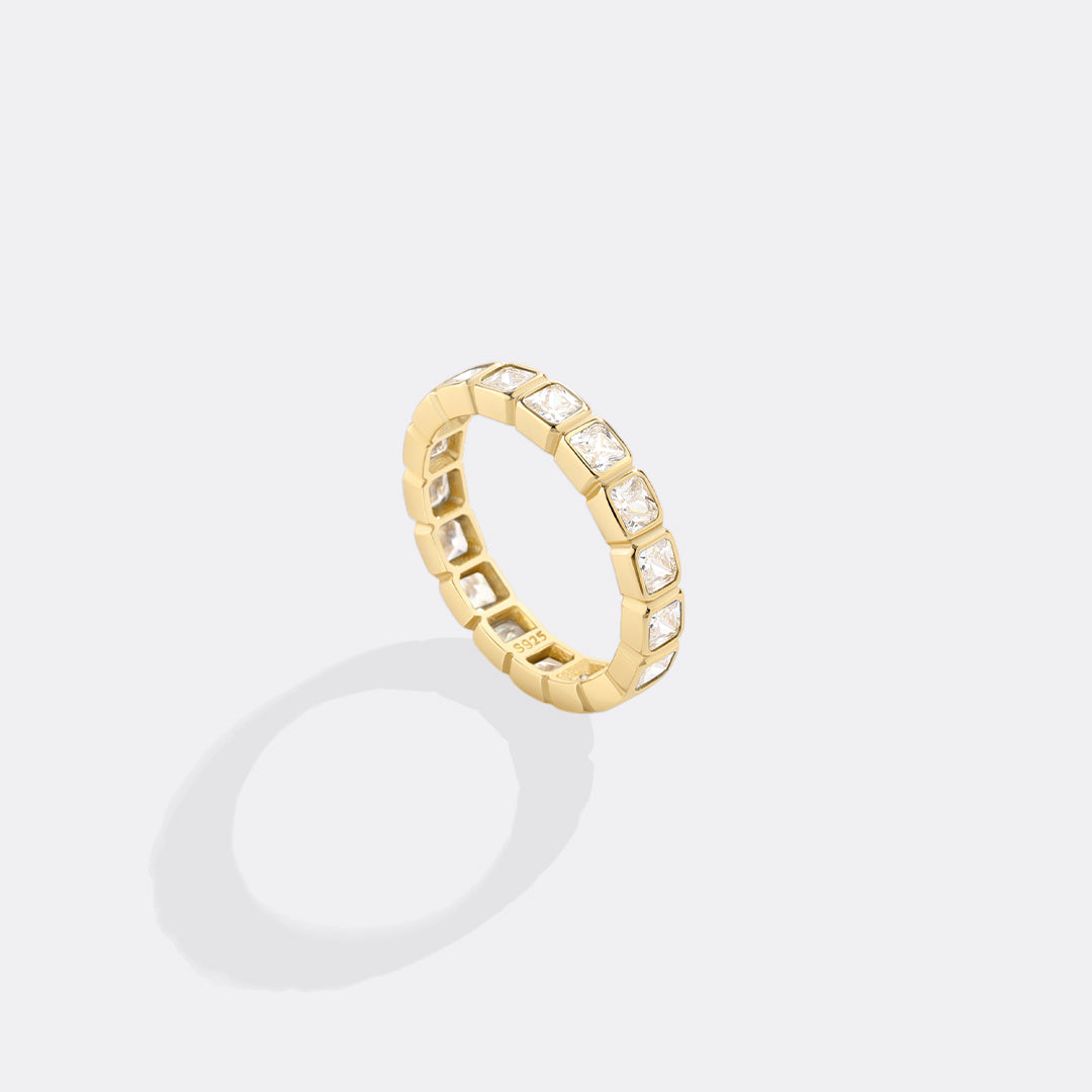 Emerald Cut Birthstone Eternity Ring