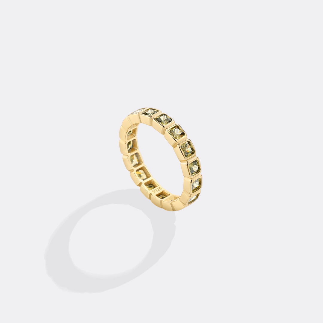 Emerald Cut Birthstone Eternity Ring