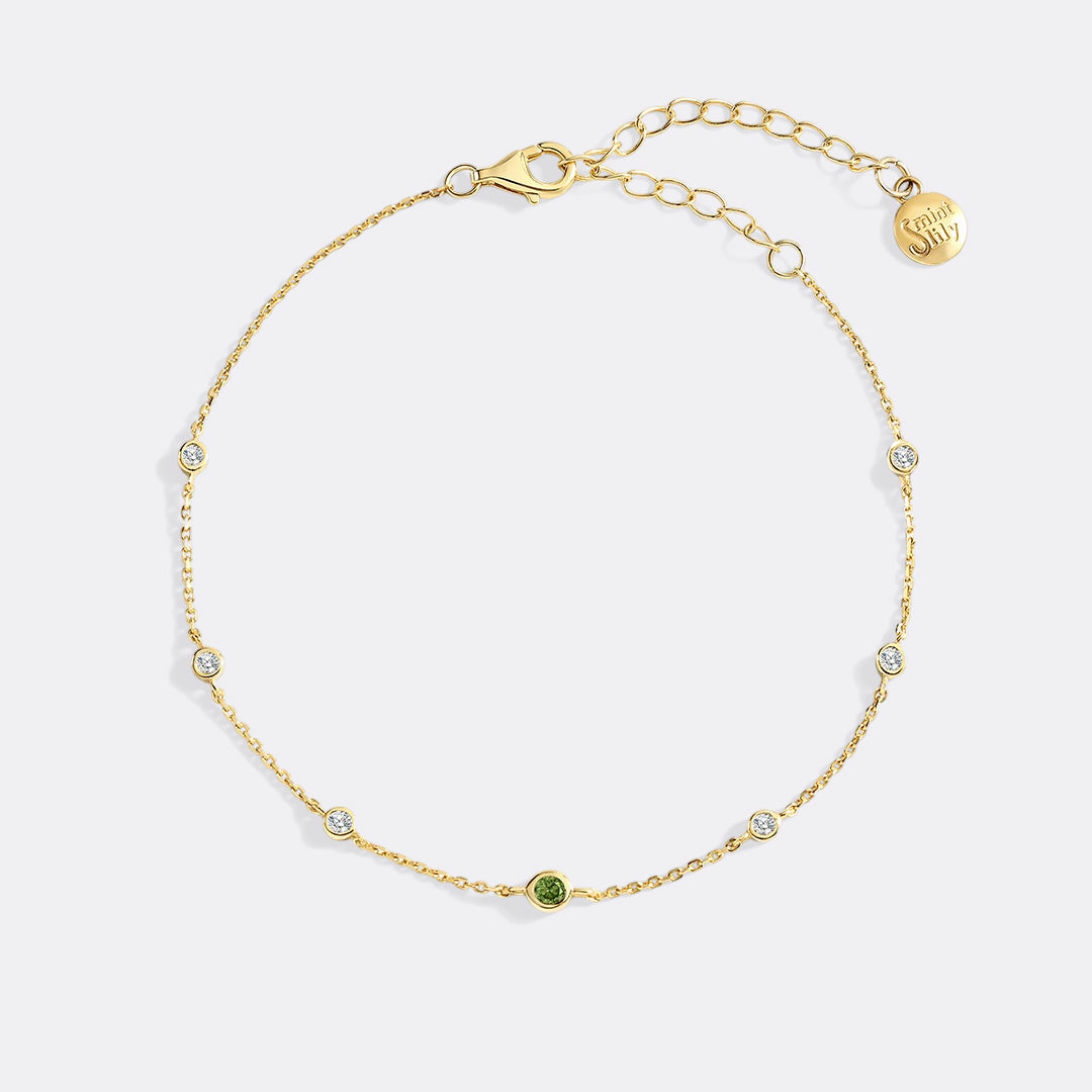 August Birthstone Station Bracelet