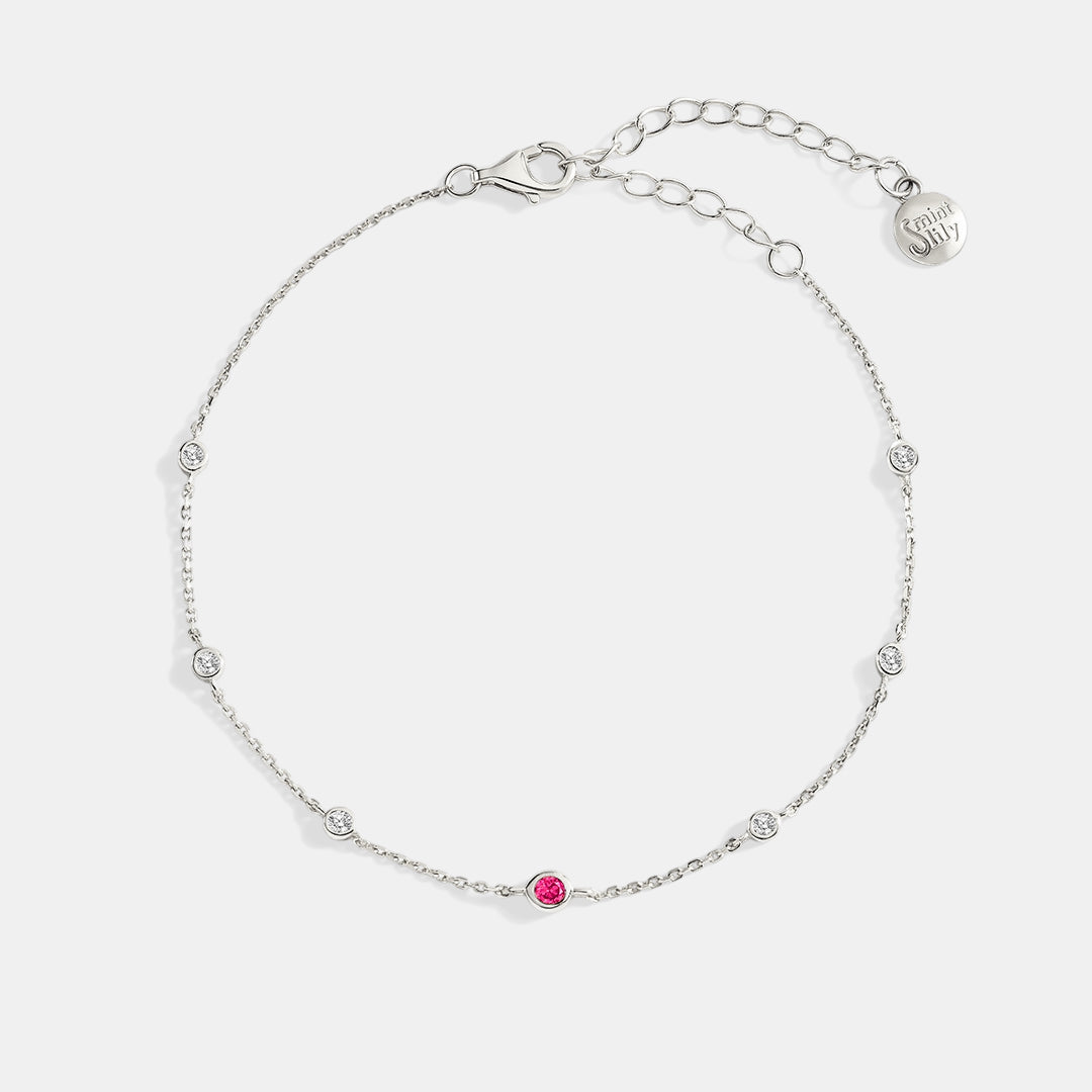 July Birthstone Station Bracelet