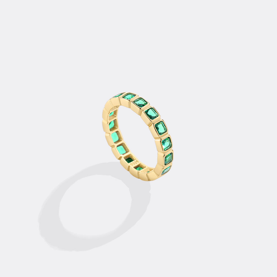 Emerald Cut Birthstone Eternity Ring